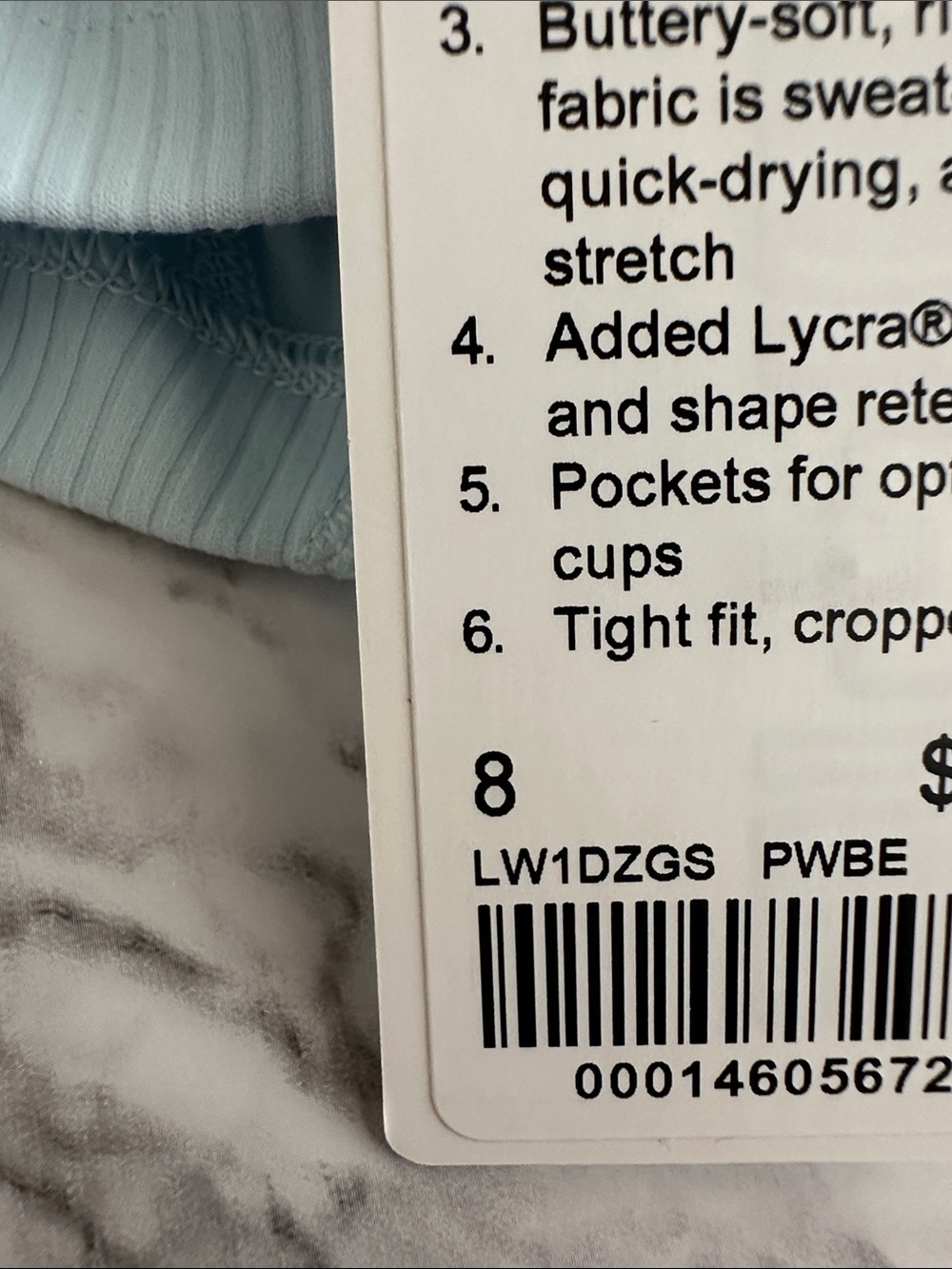 NWT lululemon align ribbed tank - powder blue - size 8 - Picture 5 of 5